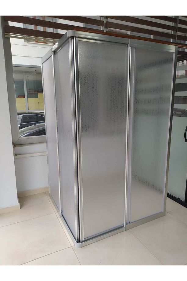 120x90 Teknesiz Mika Camlı Paslanmaz Alüminyum Profilli Dikdörtgen Duşakabin - 4