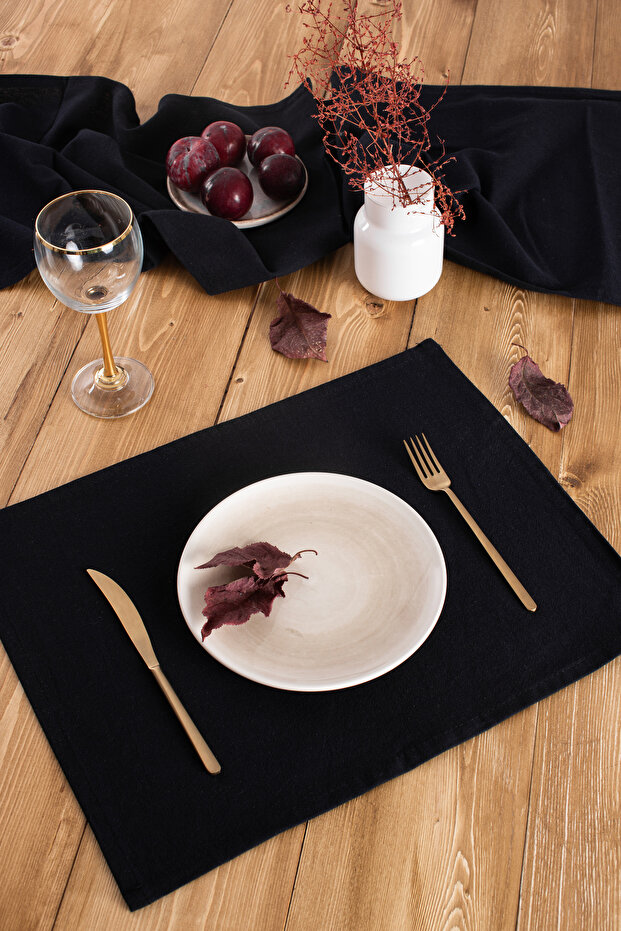 Premium Linen Black Set of 2 - American Service, 35X45 cm