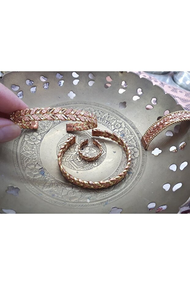 Bakır İki Renkli Örme Bileklik - 2