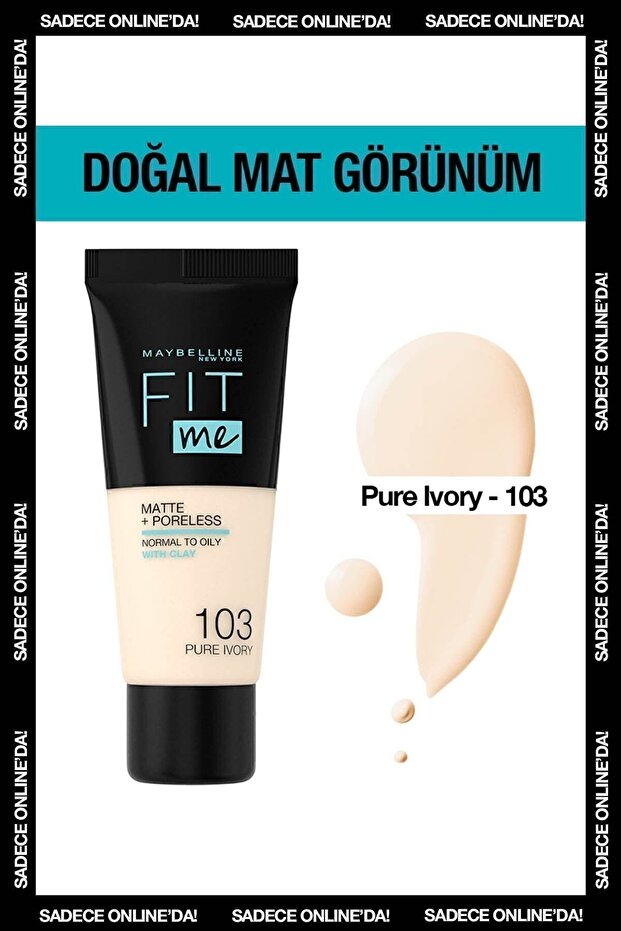 Mat Fondöten - Fit Me Matte + Poreless Foundation 103 Pure Ivory 3600531544782 - 1