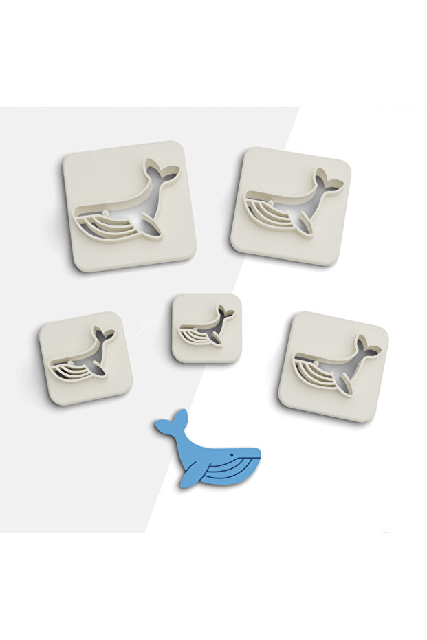 5 Size Ceramic Whale Polymer Clay Cut Mold - Jewelry and Cookie Molded, No:454