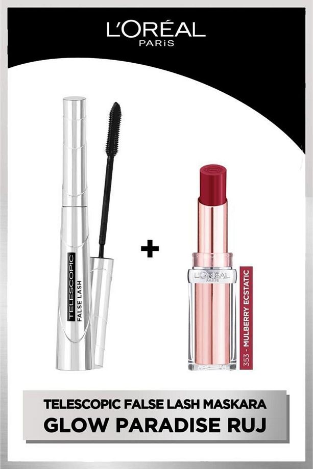 False Lash Telescopic Fiber Maskara & Glow Paradise Balm-in-lipstick 353 Mulberry Ecstatic - 1