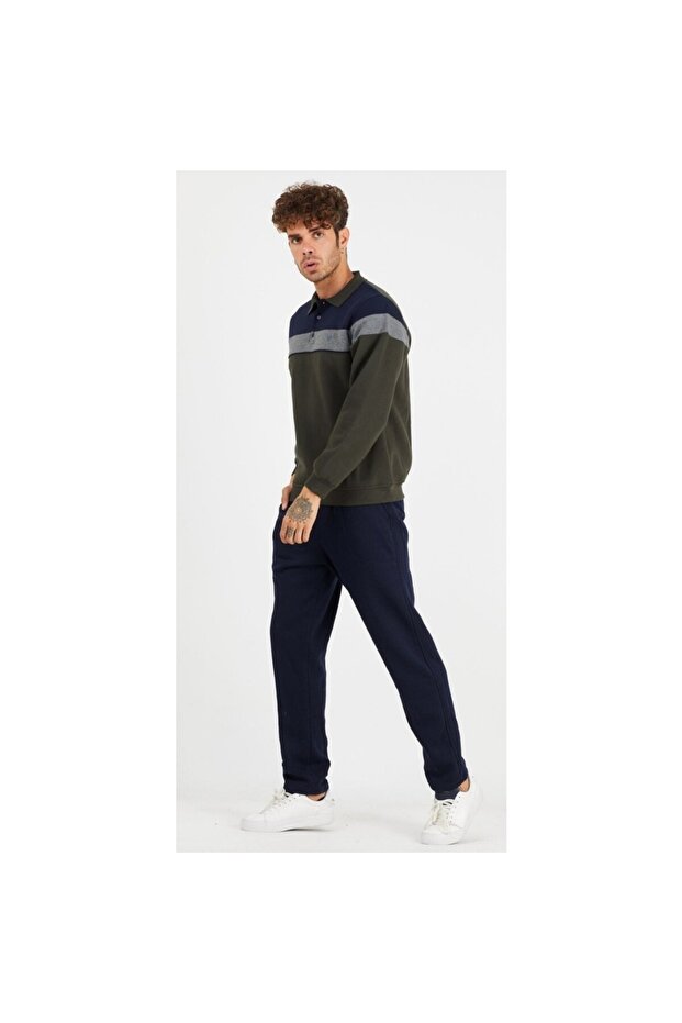 Men's Collared 3 Thread Thick Tracksuit Set - 2