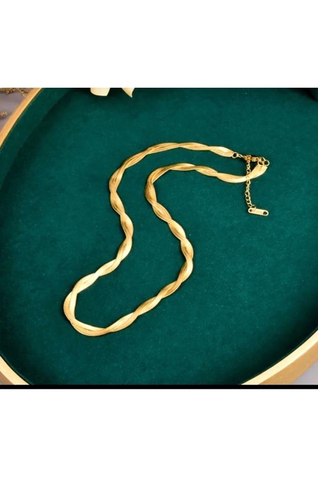 Çelik ezme gold kolye - 2