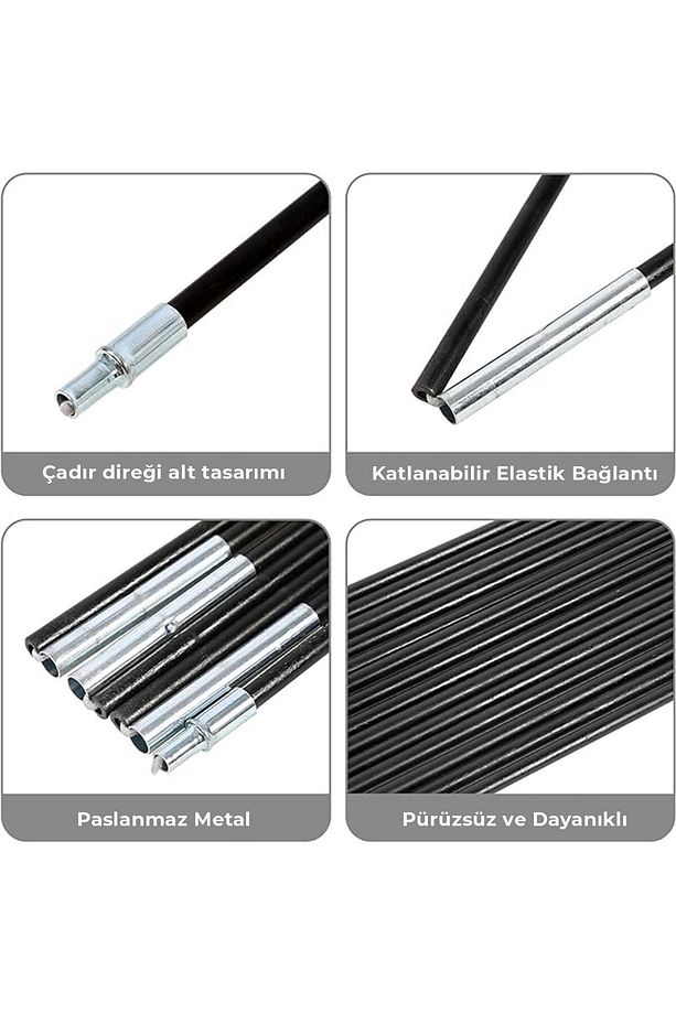 6 Kişilik Çadır Polü Çadır Kurulum Demiri 16 Çubuk Set - 3