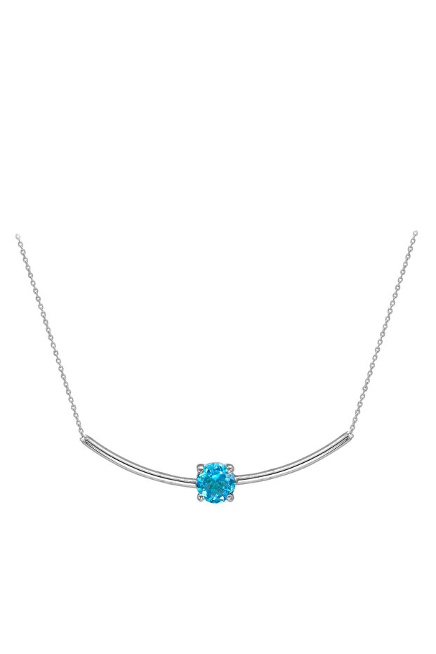 Mavi Topaz Altın Kolye - 1