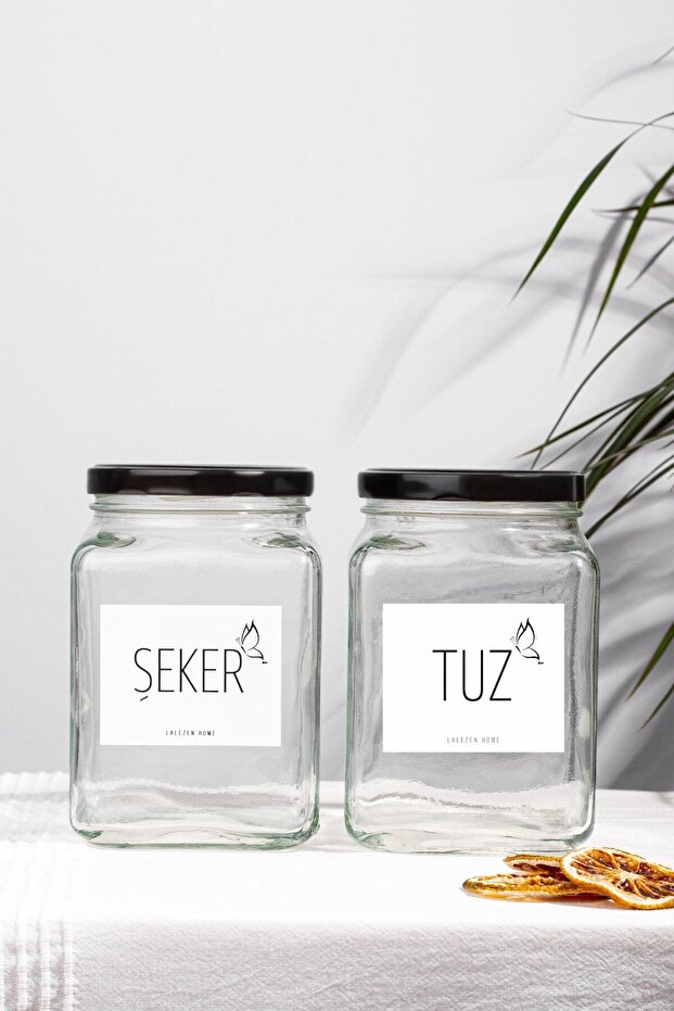 1000 ml Transparent Glass Jar with Sugar & Salt Label