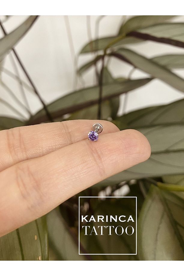 Renkli Taşlı Piercing Kıkırdak Forward Helix Conch Flat Kulak Memesi Burun Labret Tragus Piercing - 6