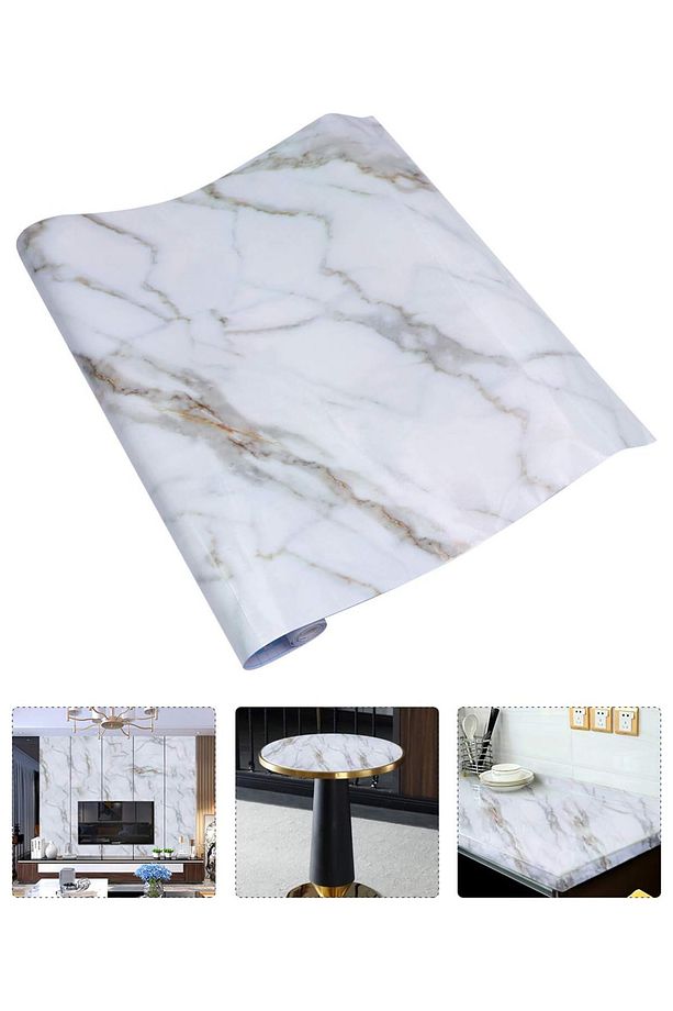 Suya Dayanıklı Mermer Desenli 5mt X 60cm Mutfak Tezgah Dolap Lavabo Yapışkanlı Folyo Kaplama Kağıdı - 4