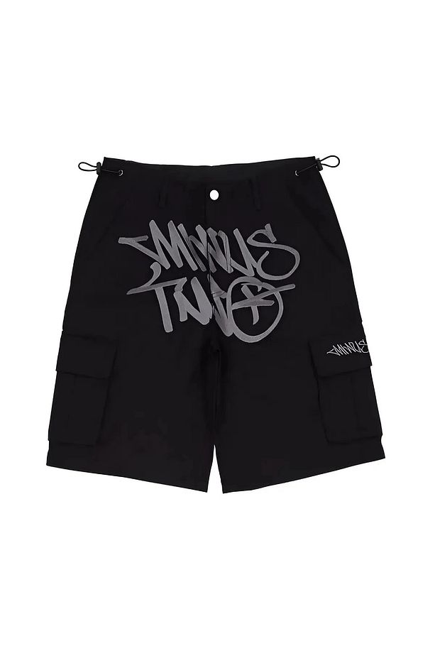 Y2k Minus Two Gri Beli Ayarlanabilir Unisex Şort - 1