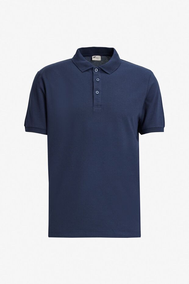 Erkek Beyaz-lacivert-açık Mavi 3'lü Çekmeyen Pamuklu Slim Fit Kıvrılmaz Polo Yaka Tişört - 8
