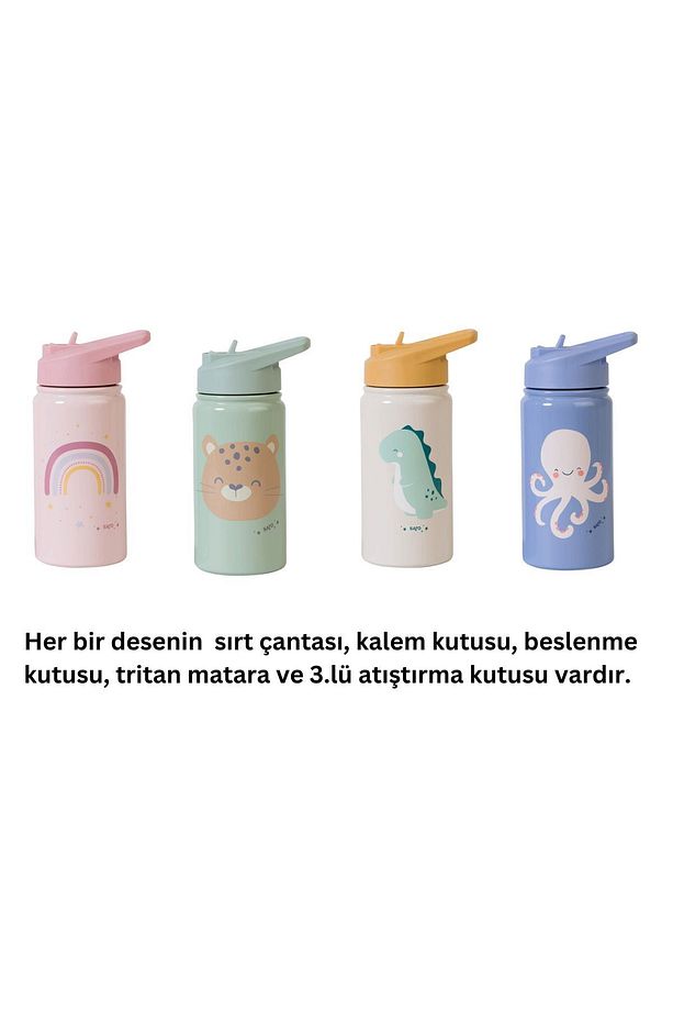 350ml Paslanmaz Çelik Pipetli Matara / Suluk Termos Mavi - 2