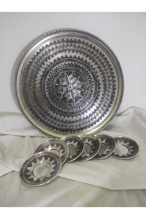Bakır El Yapımı Kalaylı Çay Tabağı Ve Sunum Tepsisi - 2