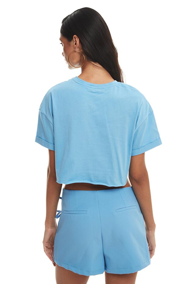 Crop Tişört Mavi - 5