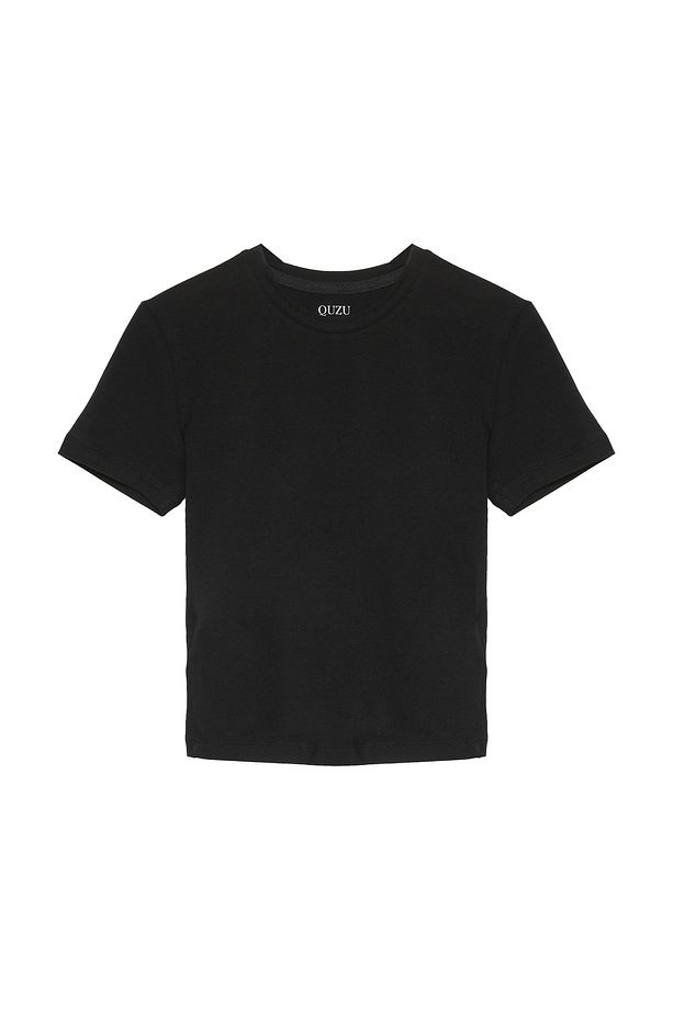 Kısa Kol Basic Crop Tişört Siyah - 2