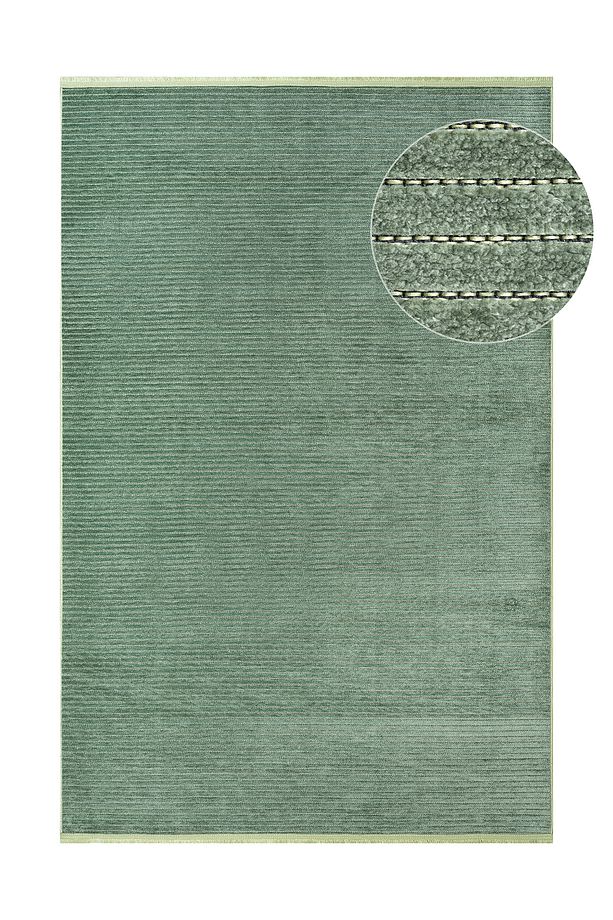 Ada Kaymaz Taban Yıkanabilir Dokuma Yeşil Kilim Yolluk - 5