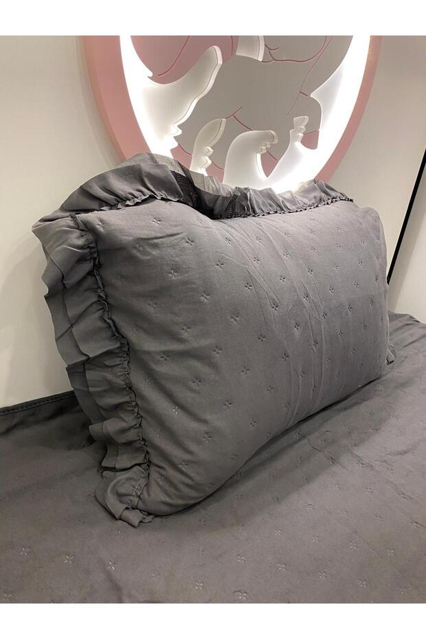 SİDE ANTRASİT RUFFLE TEK KİŞİLİK YATAK ÖRTÜSÜ - 3