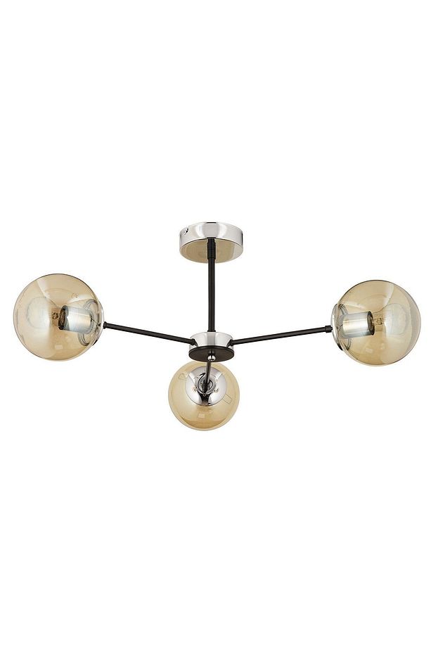 Nide 3Lü Siyah Krom Bal Camlı Modern Genç Odası Yatak Odası Retro Salon Avize - 3