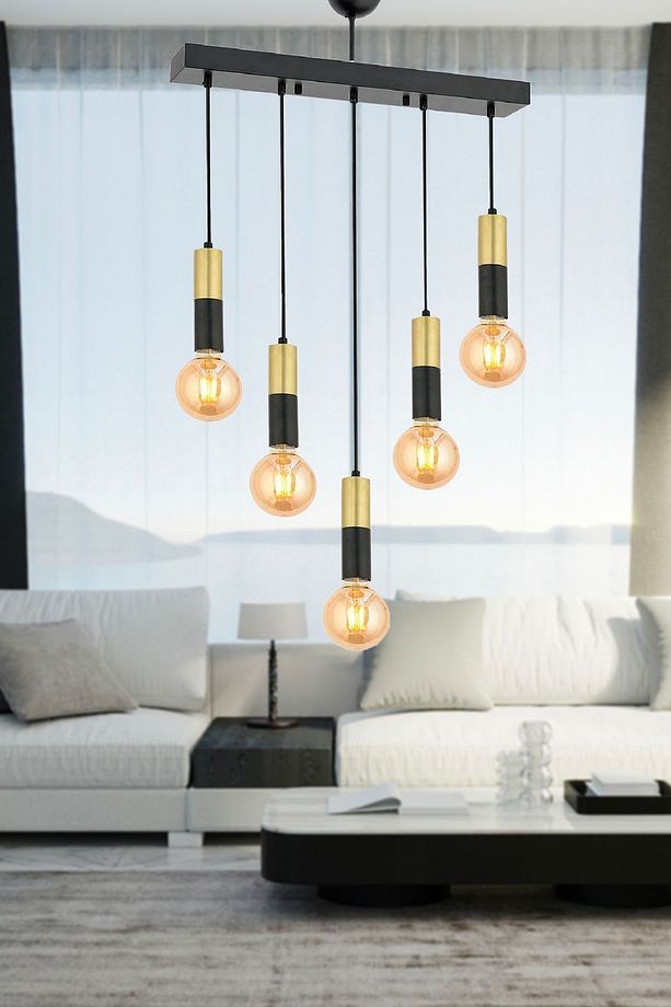 Miranda 5Li Sıralı Eskitme Sarkıt Modern Genç Odası Mutfak Salon Sarkıt Avize - 1