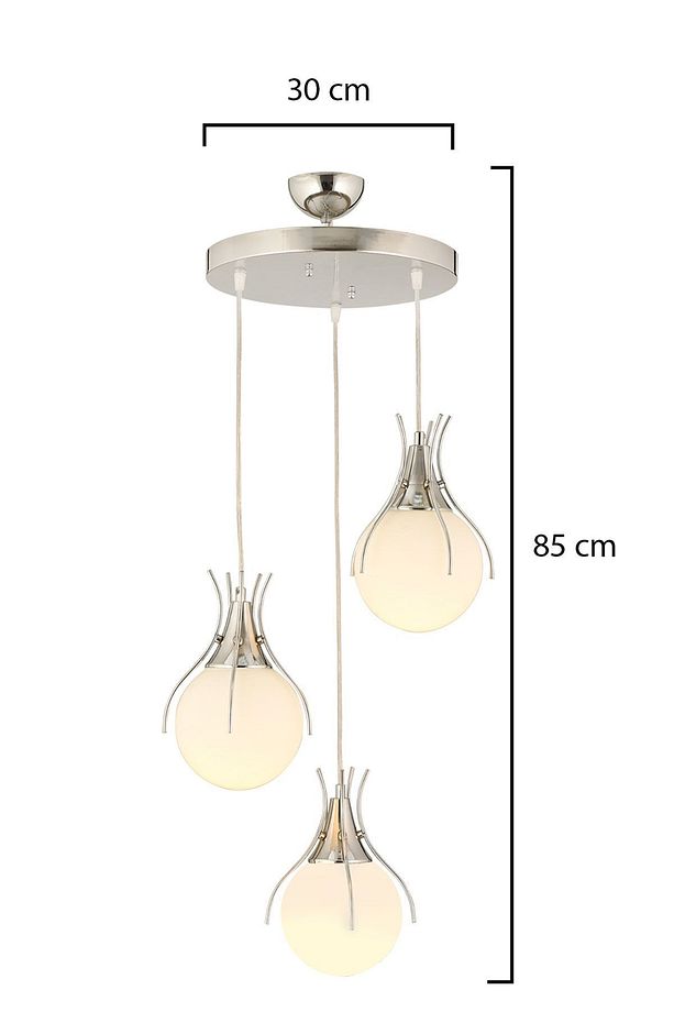 Terra 3Lü Yuvarlak Krom Modern Sarkıt Genç Odası Mutfak Yatak odası Salon Sarkıt Avize - 5