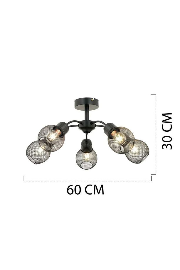 Elva 5 Li Siyah Modern Genç Odası Mutfak Oturma Odası Retro Salon Avize - 4