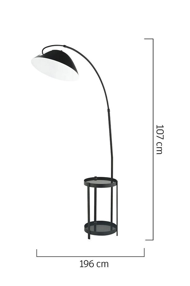 Briella Modern Sehpalı Tasarım Lüks Metal Siyah Lambader - 5