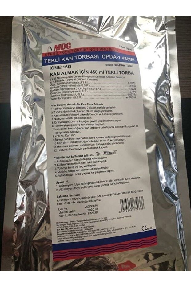 Tekli Kan Torbası 5 Adet 450 ml - 2