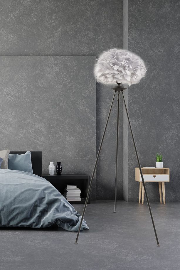 Belenay Siyah Tüylü Lambader Modern Oturma Odası, Yatak Odası, Salon Lambader - 1