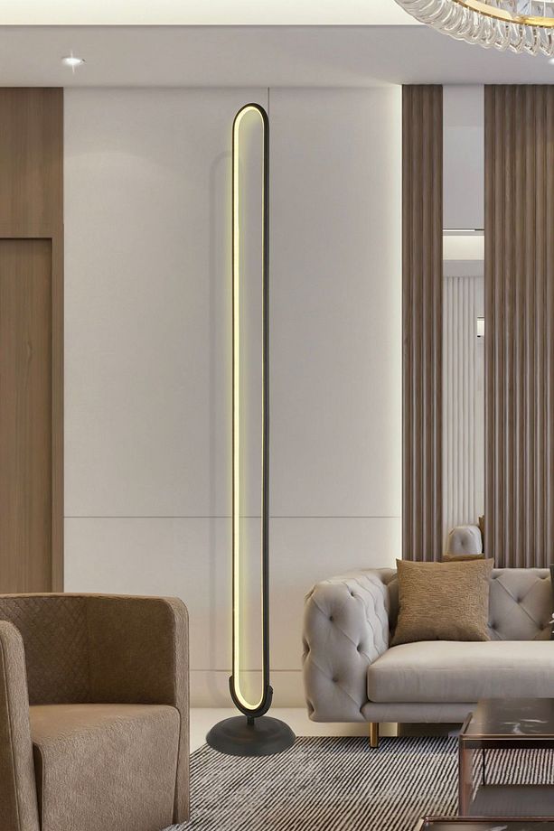 Zümra Siyah 70 Watt Modern Tasarım Ledli Metal Lambader - 1