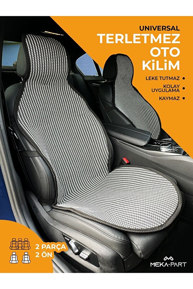 Meka Part Anti-Slip Seat Protector Cover Striped Smoked White Universal 2 Pieces