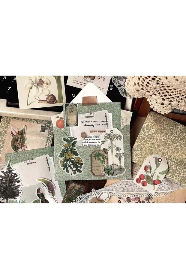 Scrapbook 34 Parça Vintage Sticker Ve Dekoratif Kağıt Seti / Journal/notepad / Scrapbooking /2 - 3