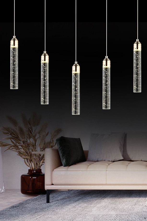 Zaki 5 li Sıralı Gold Kaplama 3 Renkli 72 Watt Ledli Modern Tasarım Oturma Odası,Yemek Masa Üstüı,Sa - 1