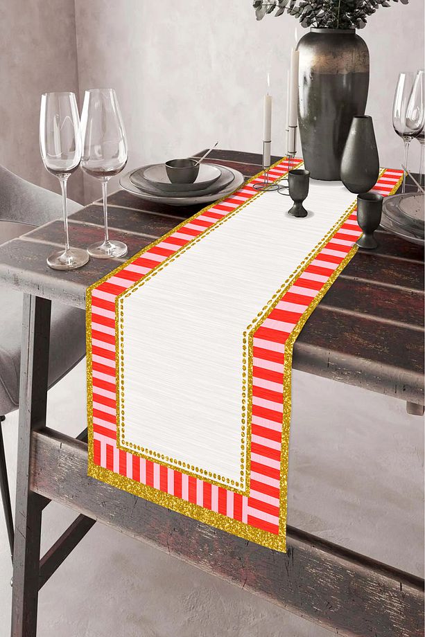 40x140cm Dokuma Leke Tutmaz Baskılı Tay Tüyü Kumaş Masa Örtüsü Dekoratif Runner Yıkanabilir - 1