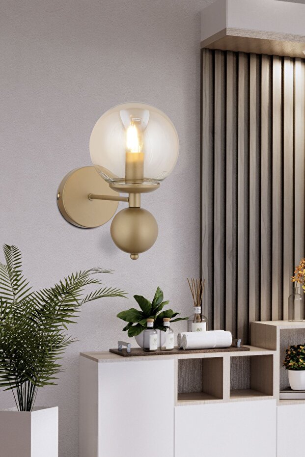 Kuvars Tekli Eskitme Bal Camlı Modern Yatak Başı Salon Aplik - 1
