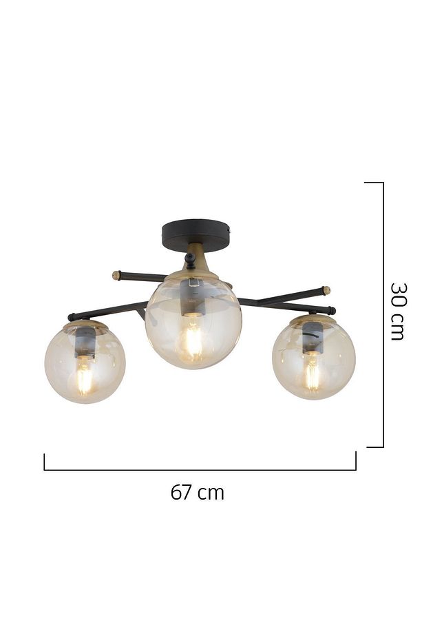 Peyda 3'lü Siyah Eskitme Bal Camlı Modern Koridor Yatak Odası Salon Avize - 5