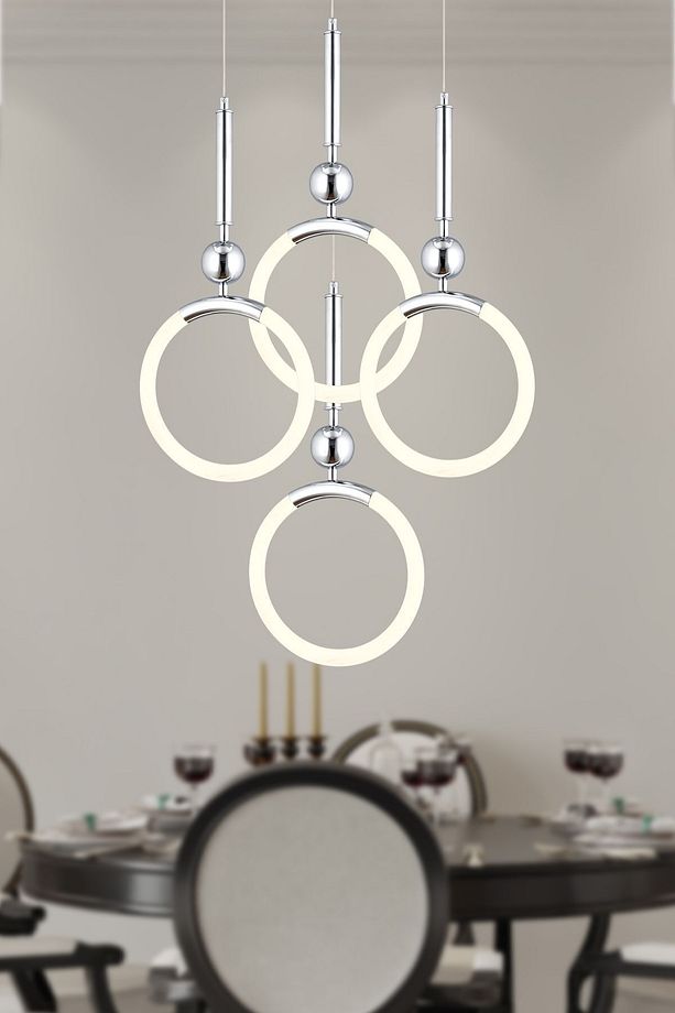 Struer 4'lü Yuvarlak Krom Ledli Modern Koridor, Yatak Odası Salon Sarkıt Led Avize - 1