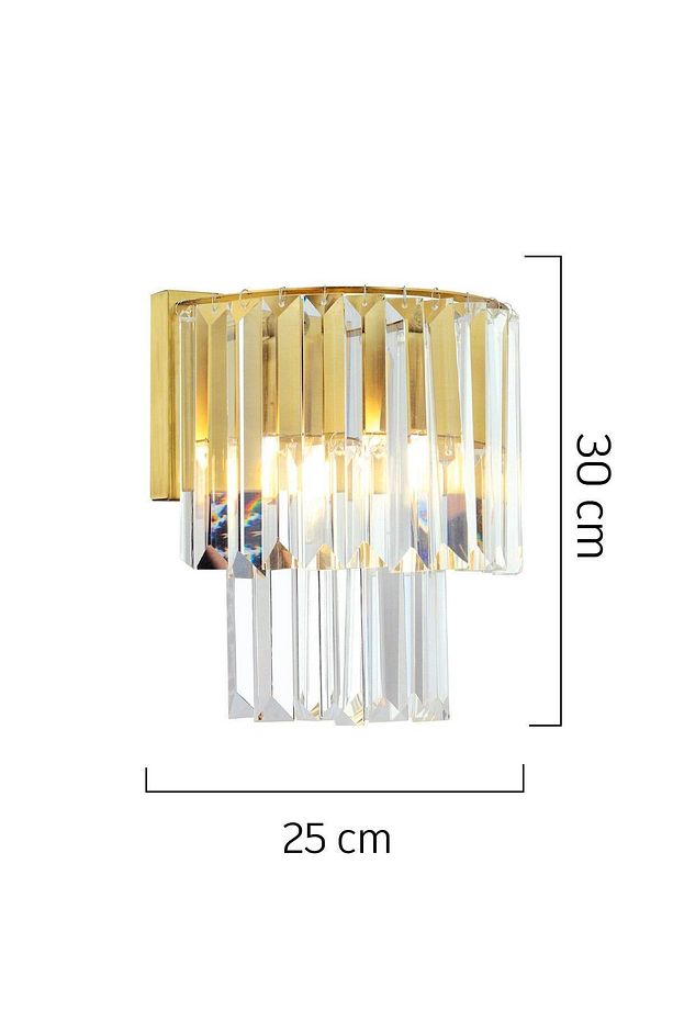 Nilüfer Yuvarlak Eskitme 3 Parça Kristalli Taşlı Modern Tasarım Kristal Salon Avize-Aplik Seti - 3