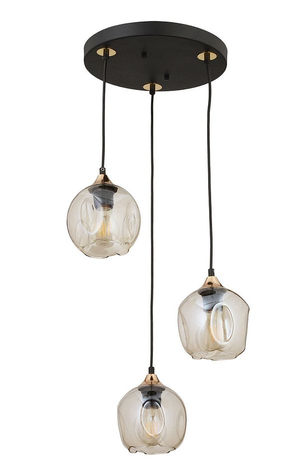 Karya 3Lü Yuvarlak Siyah Gold Modern Sarkıt Genç Odası Yatak odası Retro Salon Avize - 2