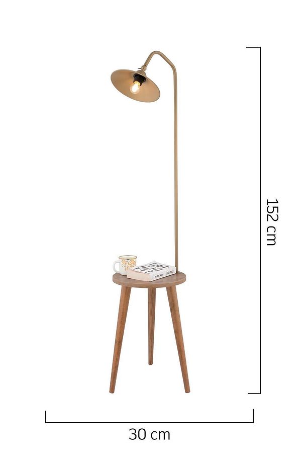 Clifferd Eskitme Başlıklı Ahşap Sehpalı Modern Ayaklı Abajur Lamba Ahşap Lambader - 5