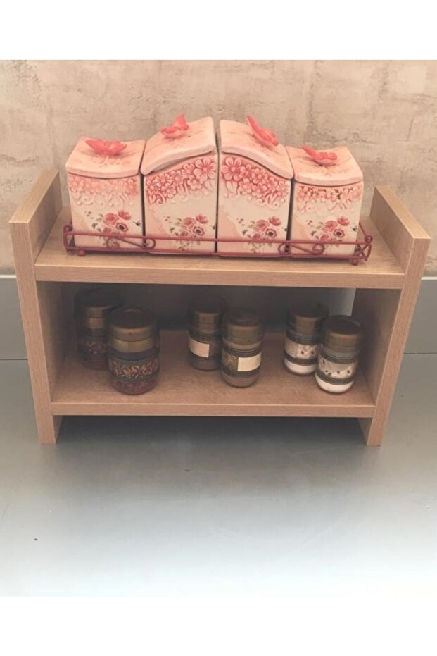 Pratik Tezgah Üstü Çok Amaçlı Raf Duvar Raf Kavanoz Bardak Rafı - 6