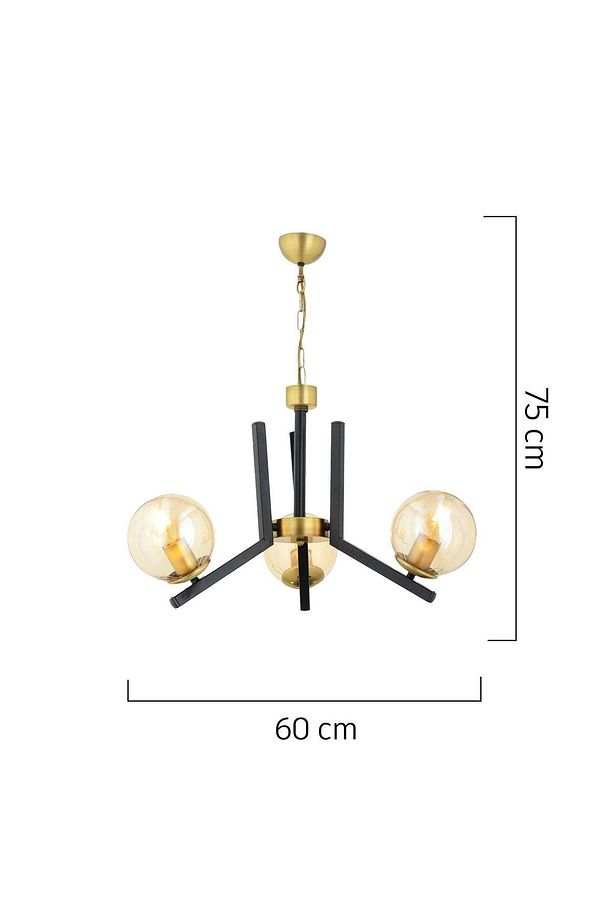 Mikel 3 Lü Siyah Eskitme Modern Yatak Odası Mutfak Oturma Odası Retro Salon Avize - 6