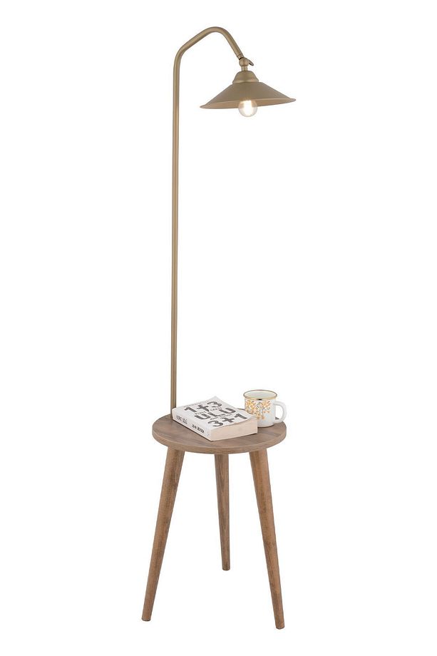 Clifferd Eskitme Başlıklı Ahşap Sehpalı Modern Ayaklı Abajur Lamba Ahşap Lambader - 3