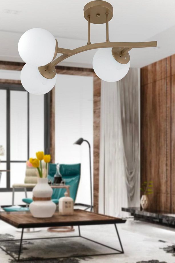 3'lü Eskitme Modern Plafonyer Genç Odası Mutfak Yatak Odası Avize - 1