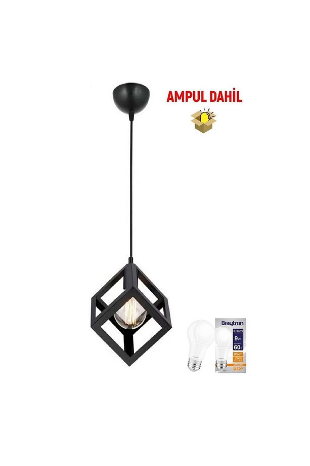 Cup Tekli Sarkıt Siyah -Led Ampul  Dahil Modern Koridor Mutfak Salon Sarkıt Avize - 2