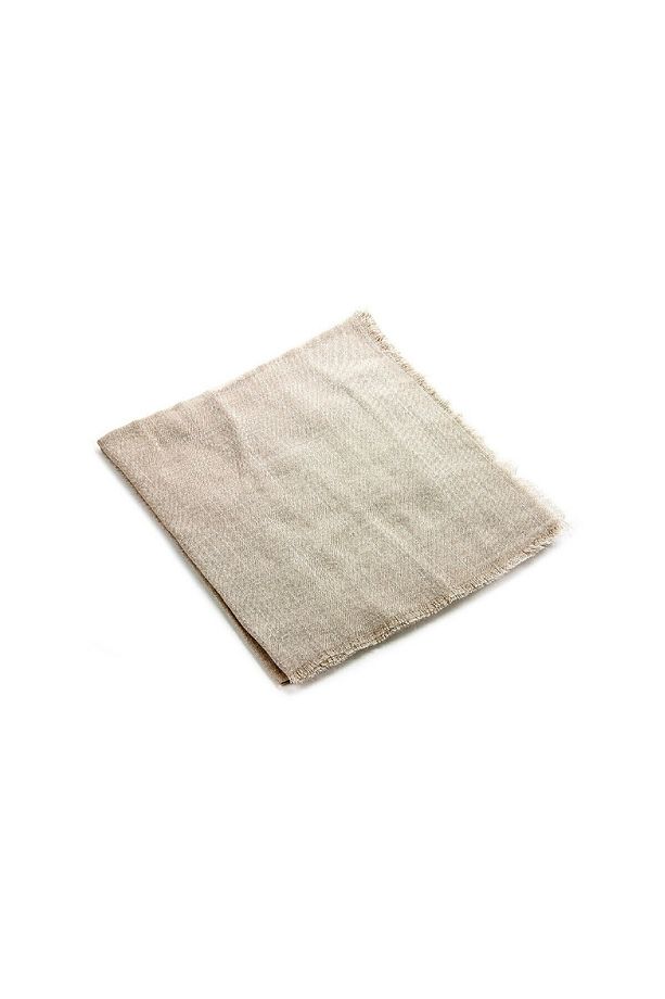 Flamlı Kare Pamuklu Örtü - K.krem - 1