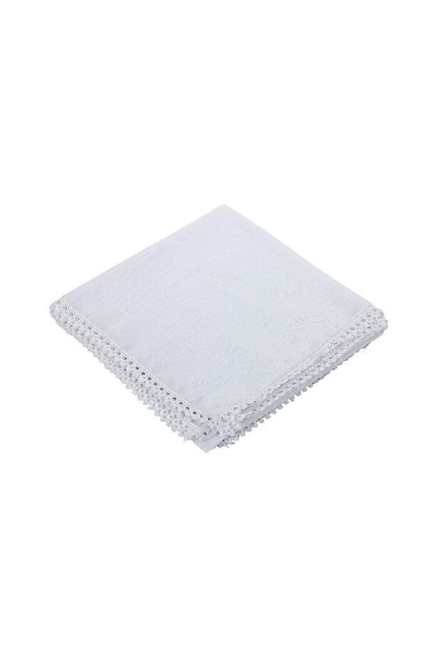 غطاء مربع منقوش باللون الأبيض - 1