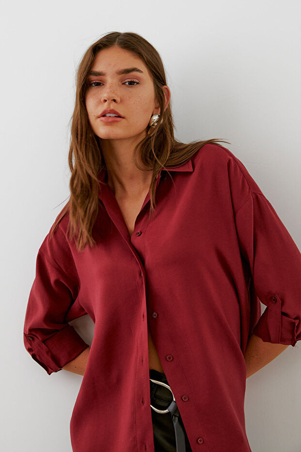 Apoletli Oversize Gömlek - 1