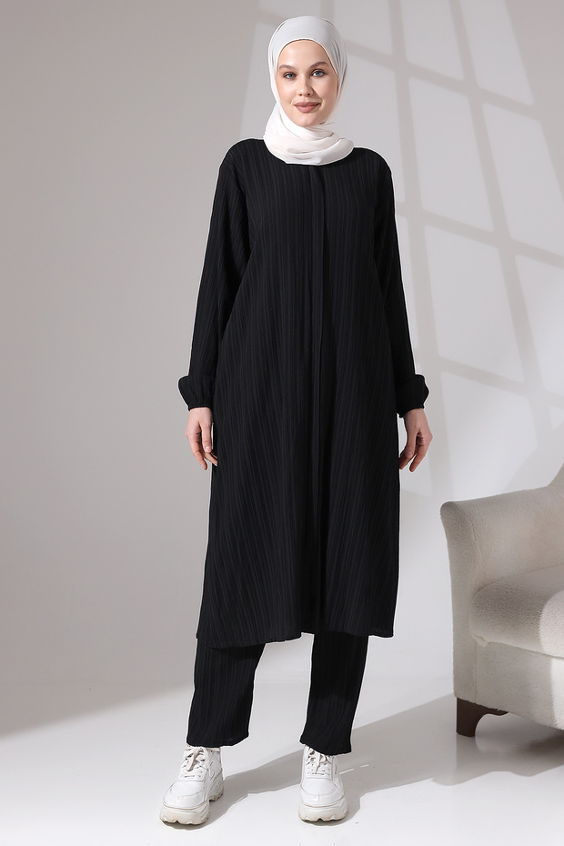 Women's Wrapped Fabric Hidden Zipper Double Suit Hajj Umrah Clothing Black