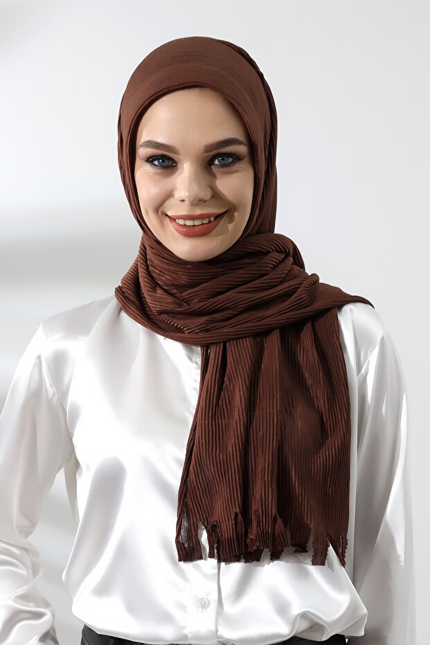 حجاب بني جاهز للشال القطني المضلع العملي