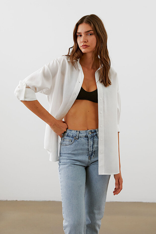 Apoletli Oversize Gömlek - 2